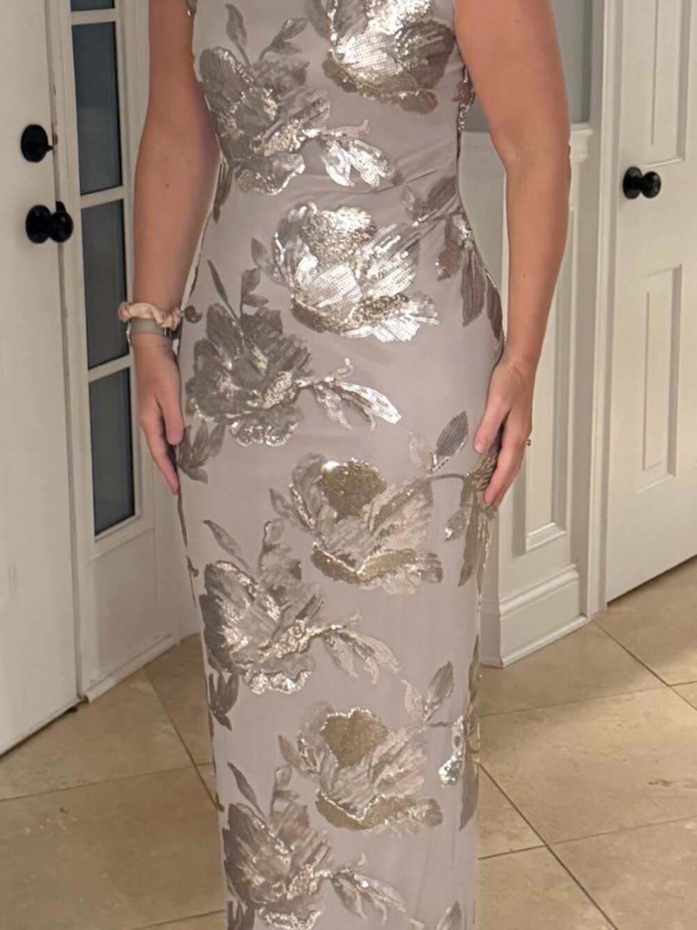 Donna Karan New York Sequin Floral Maxi Dress